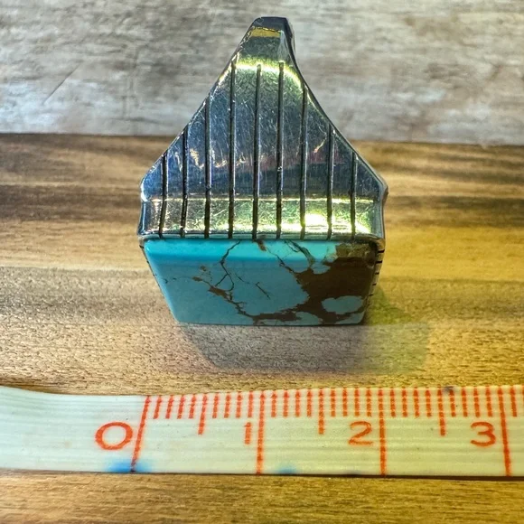 Men’s Turquiose and Sterling Silver ring. Size 12.5. - Picture 8 of 10